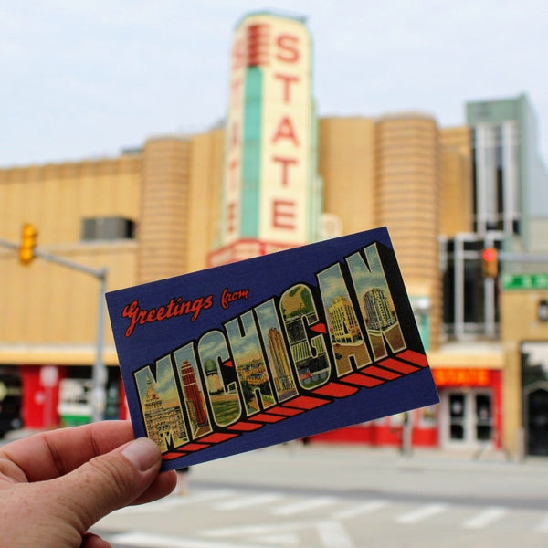 Vintage style multi-view post card 'Greetings from Michigan'