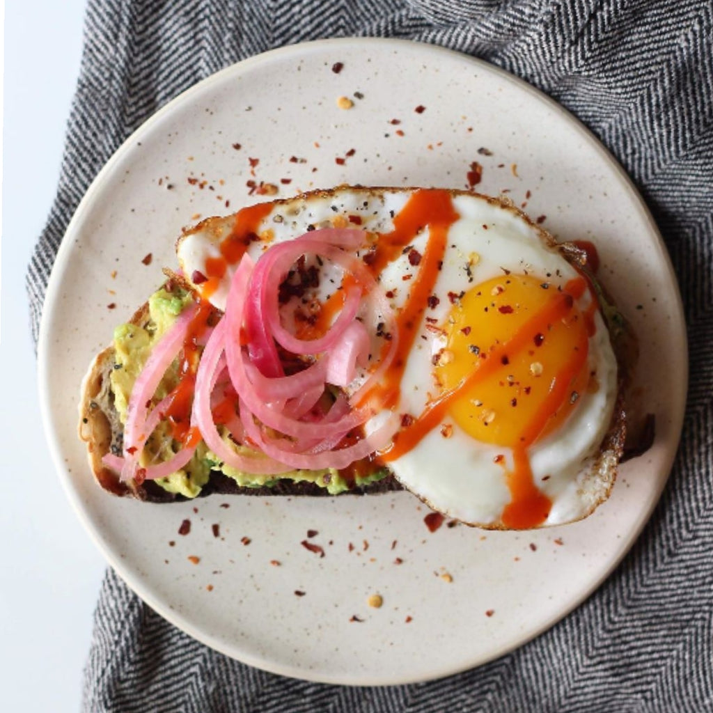 Lemon Avocado Toast with Quick Pickled Onions