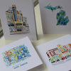 A selection of Ann Arbor Michigan theme notecards watercolor art ann arbor cards
