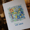 Detail of the watercolor map of downtown Ann Arbor Michigan card