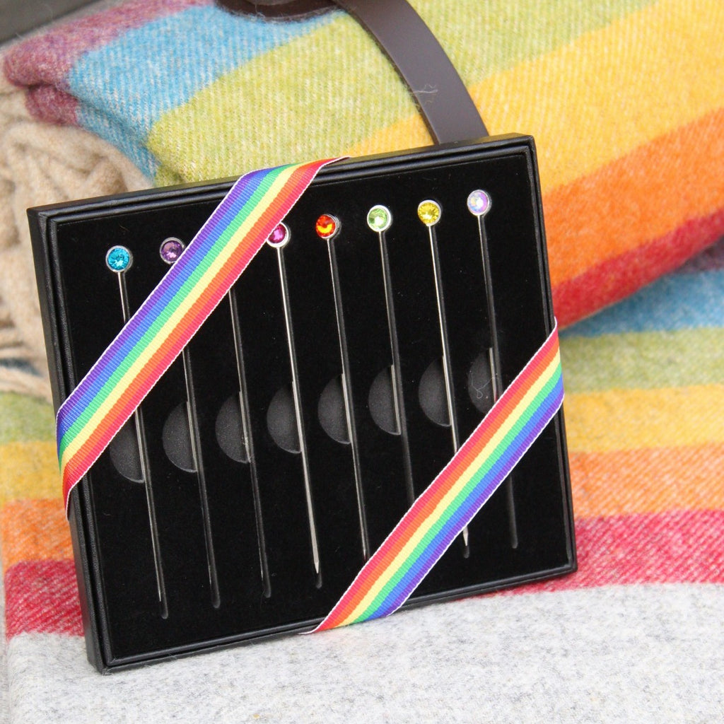 Rainbow Crystal Cocktail Picks Set of 8 in a box