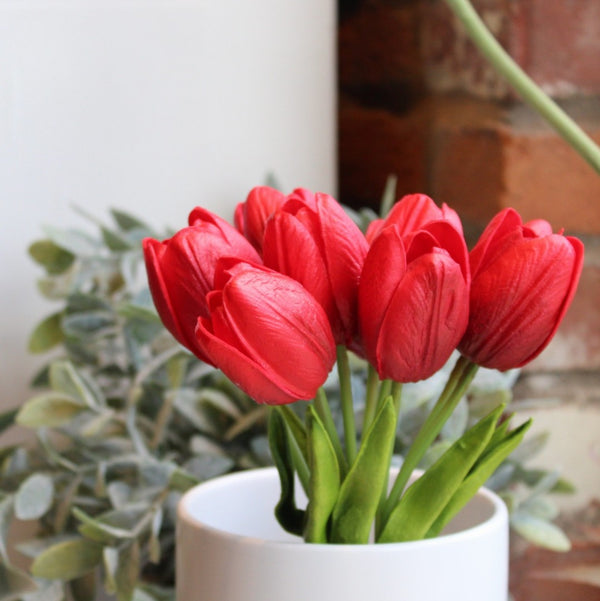 Real touch red tulip bouquet 