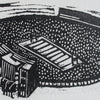 close up detail of 'The Big House' Michigan Football Stadium Linocut Print