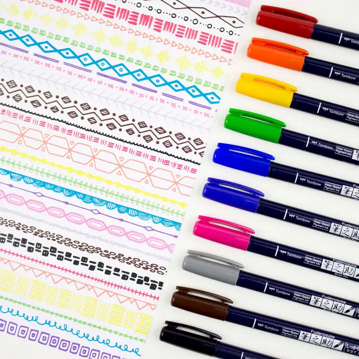 Fudenosuke Colors Calligraphy Pens 10 Pack – FOUND Gallery Ann Arbor