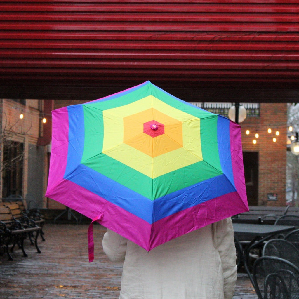 cheap rainbow patio umbrella ShedRain Auto Open and Close Rainbow Stripe Compact Umbrella